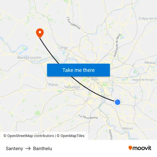 Santeny to Banthelu map