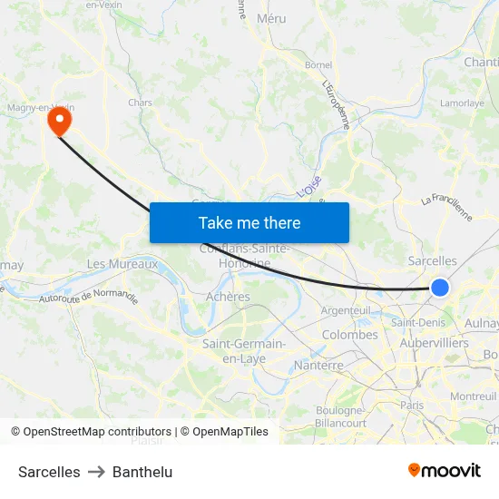 Sarcelles to Banthelu map