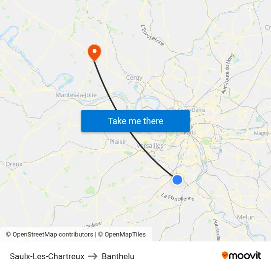 Saulx-Les-Chartreux to Banthelu map