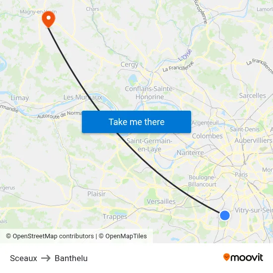 Sceaux to Banthelu map