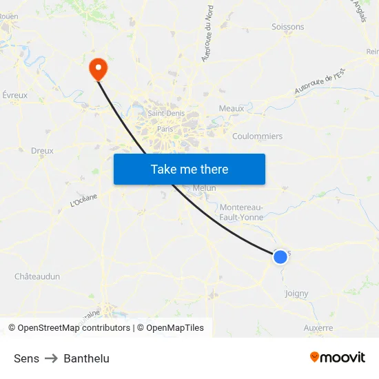 Sens to Banthelu map