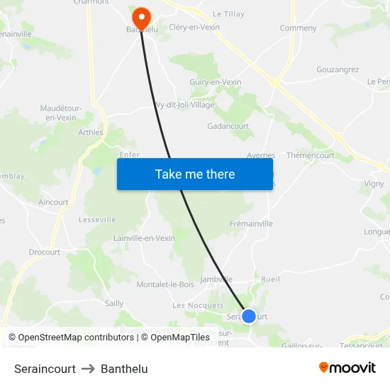Seraincourt to Banthelu map