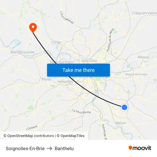 Soignolles-En-Brie to Banthelu map