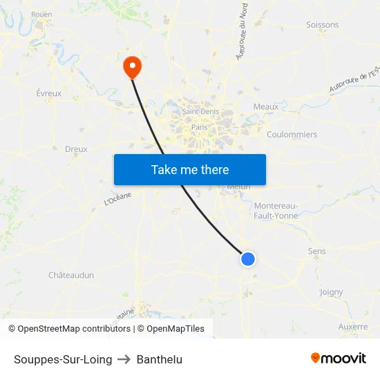 Souppes-Sur-Loing to Banthelu map