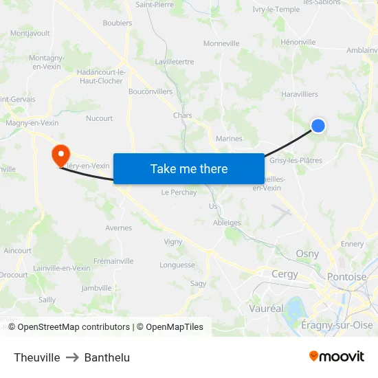 Theuville to Banthelu map