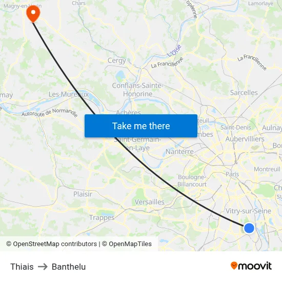 Thiais to Banthelu map