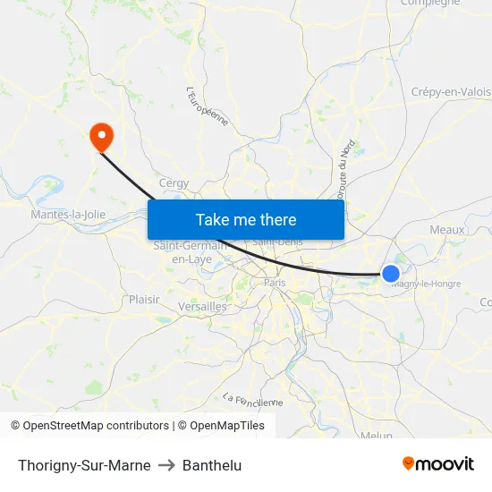 Thorigny-Sur-Marne to Banthelu map