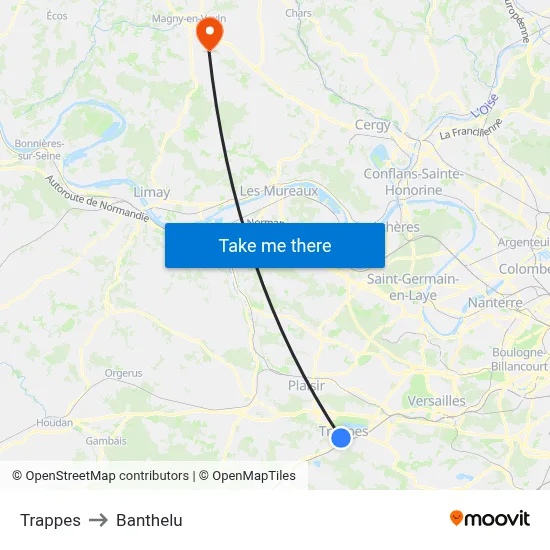 Trappes to Banthelu map