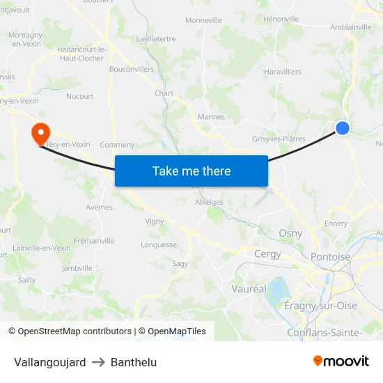 Vallangoujard to Banthelu map