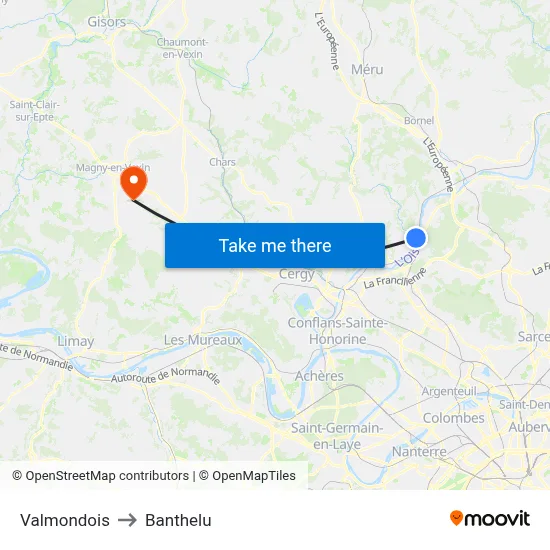 Valmondois to Banthelu map