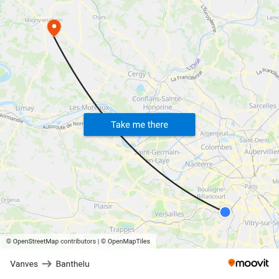 Vanves to Banthelu map
