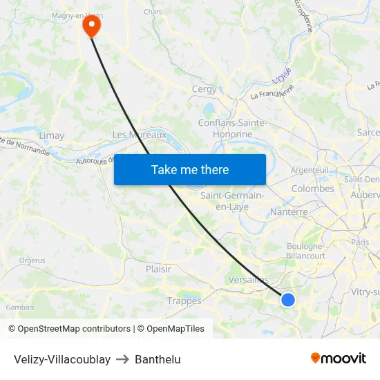 Velizy-Villacoublay to Banthelu map