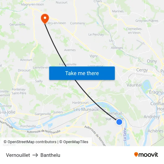 Vernouillet to Banthelu map