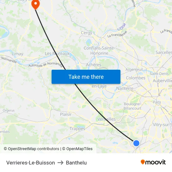 Verrieres-Le-Buisson to Banthelu map