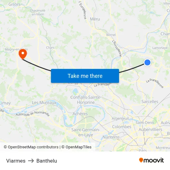 Viarmes to Banthelu map