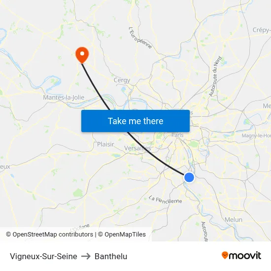 Vigneux-Sur-Seine to Banthelu map
