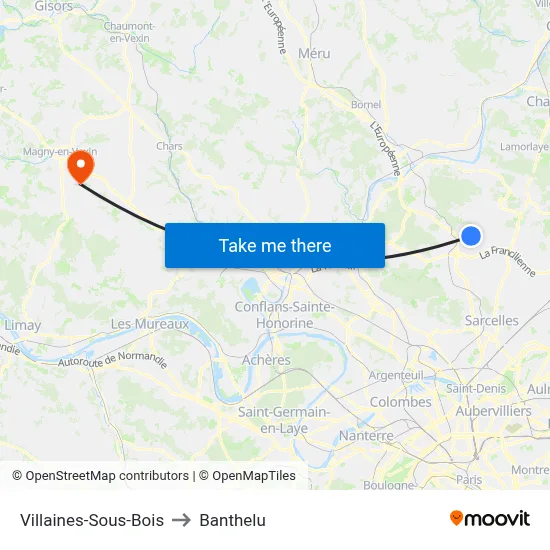 Villaines-Sous-Bois to Banthelu map