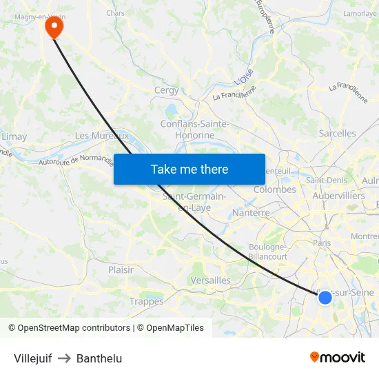 Villejuif to Banthelu map