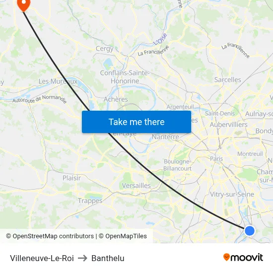 Villeneuve-Le-Roi to Banthelu map
