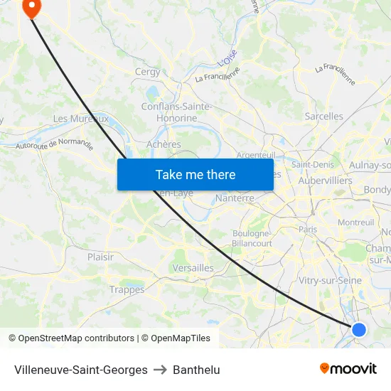Villeneuve-Saint-Georges to Banthelu map