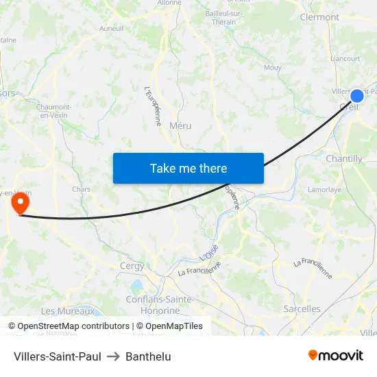 Villers-Saint-Paul to Banthelu map