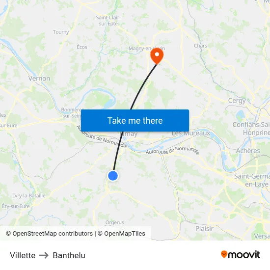 Villette to Banthelu map
