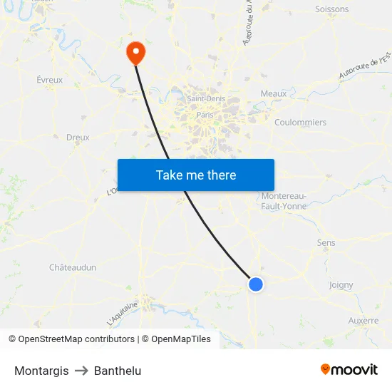 Montargis to Banthelu map