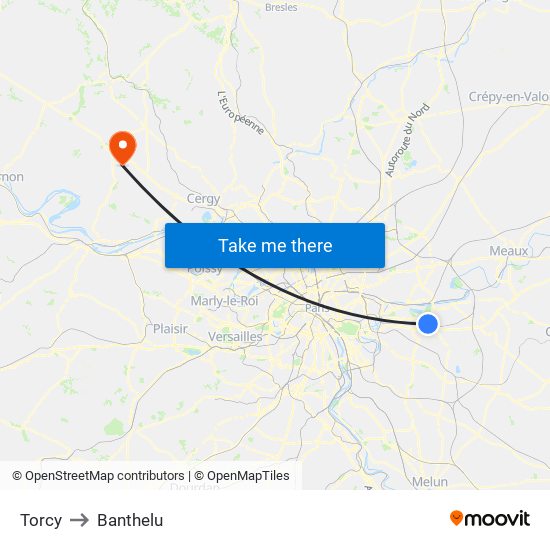 Torcy to Banthelu map