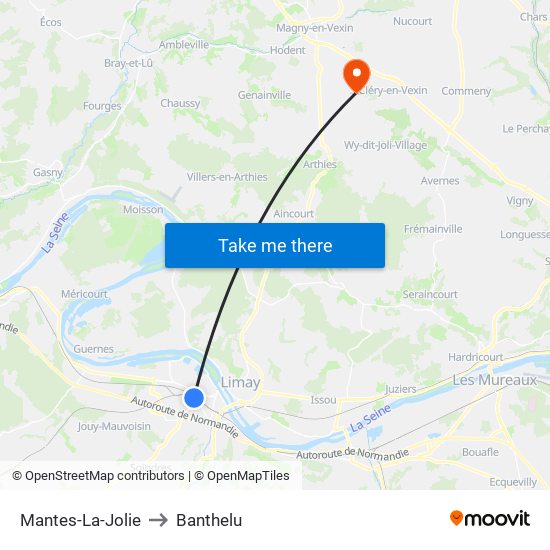 Mantes-La-Jolie to Banthelu map
