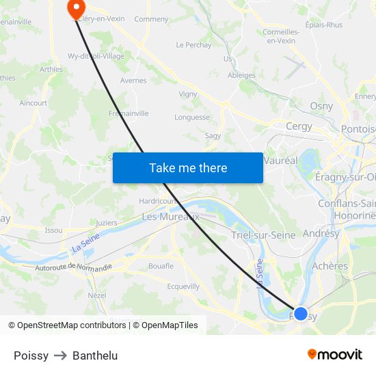 Poissy to Banthelu map