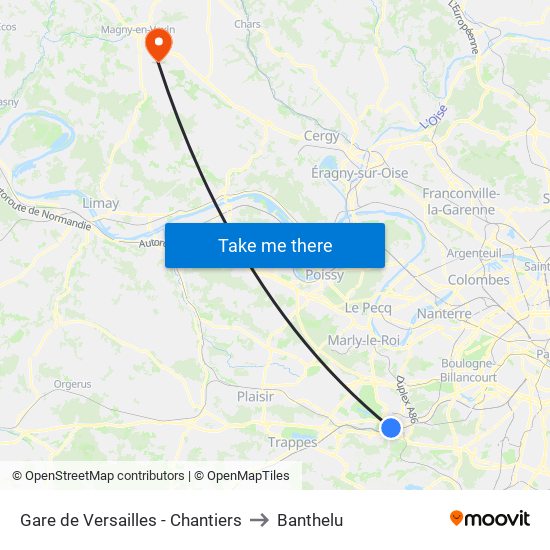 Gare de Versailles - Chantiers to Banthelu map