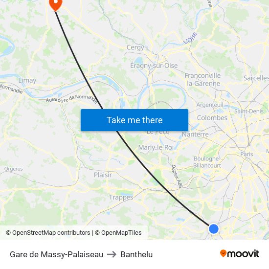 Gare de Massy-Palaiseau to Banthelu map