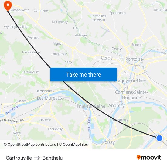 Sartrouville to Banthelu map