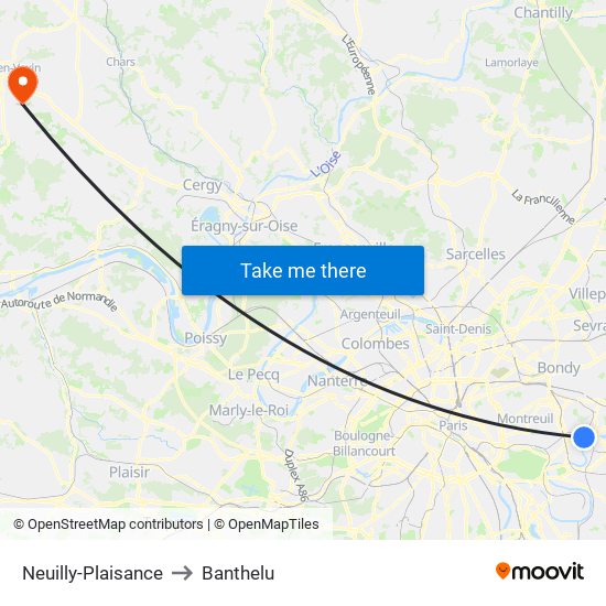 Neuilly-Plaisance to Banthelu map