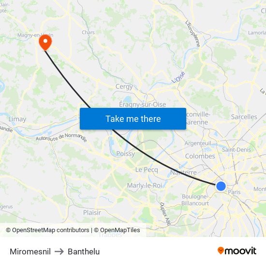 Miromesnil to Banthelu map