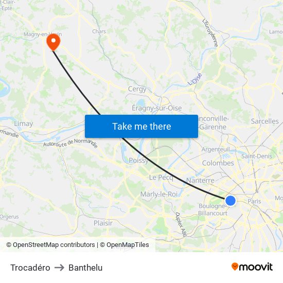 Trocadéro to Banthelu map
