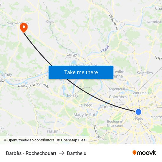 Barbès - Rochechouart to Banthelu map