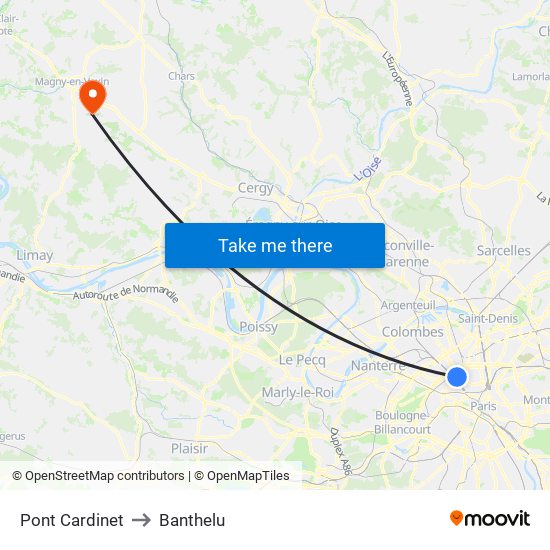 Pont Cardinet to Banthelu map