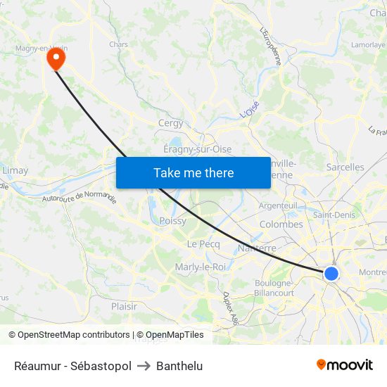 Réaumur - Sébastopol to Banthelu map