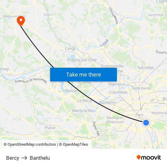 Bercy to Banthelu map