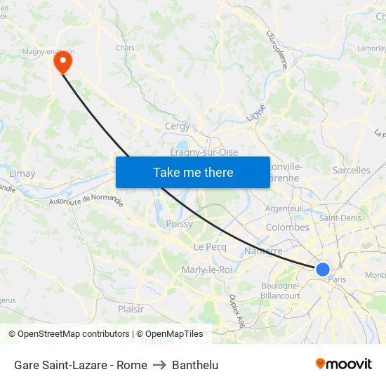 Gare Saint-Lazare - Rome to Banthelu map