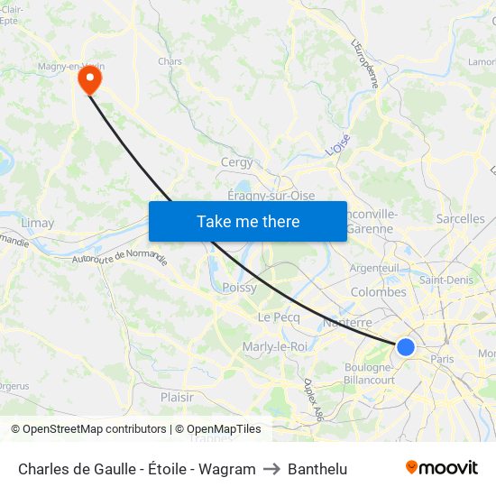 Charles de Gaulle - Étoile - Wagram to Banthelu map