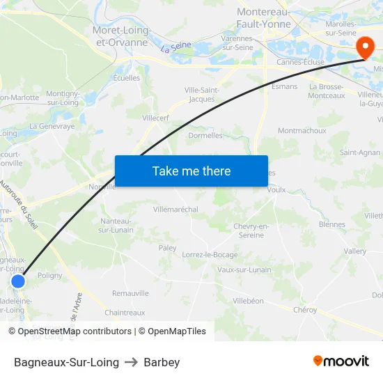 Bagneaux-Sur-Loing to Barbey map