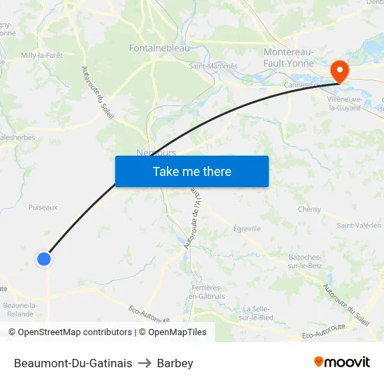 Beaumont-Du-Gatinais to Barbey map