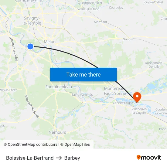 Boissise-La-Bertrand to Barbey map