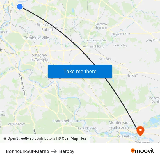Bonneuil-Sur-Marne to Barbey map