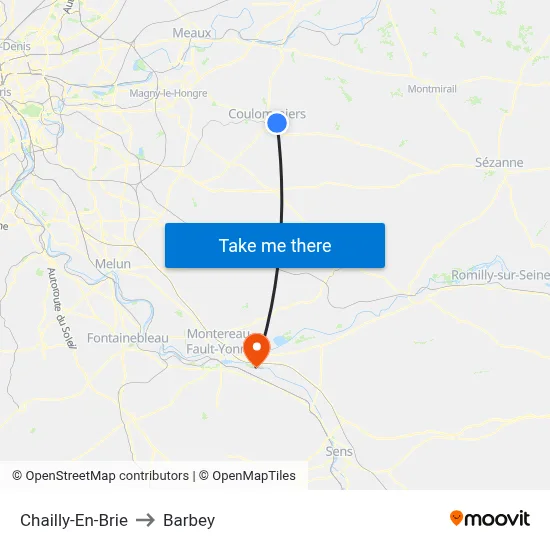 Chailly-En-Brie to Barbey map