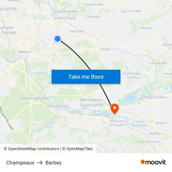 Champeaux to Barbey map