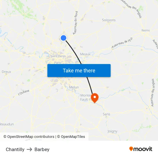 Chantilly to Barbey map