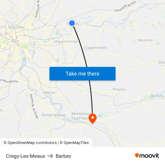 Cregy-Les-Meaux to Barbey map